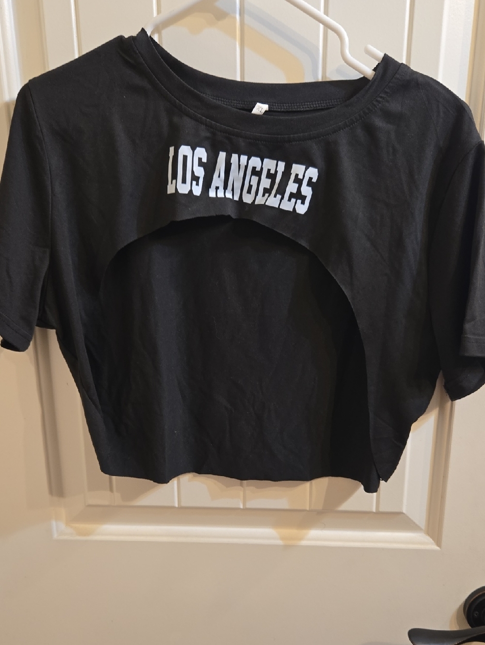 Los Angeles Black Cropped Cutout Tee - Women